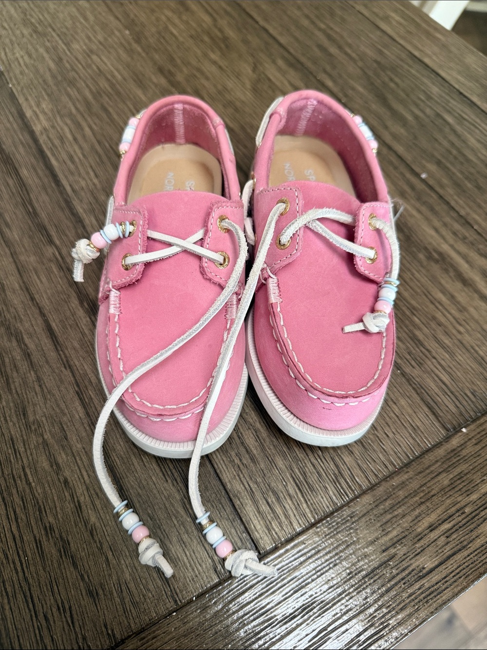 Sperry Girls Pink Beaded Lace Moccasins